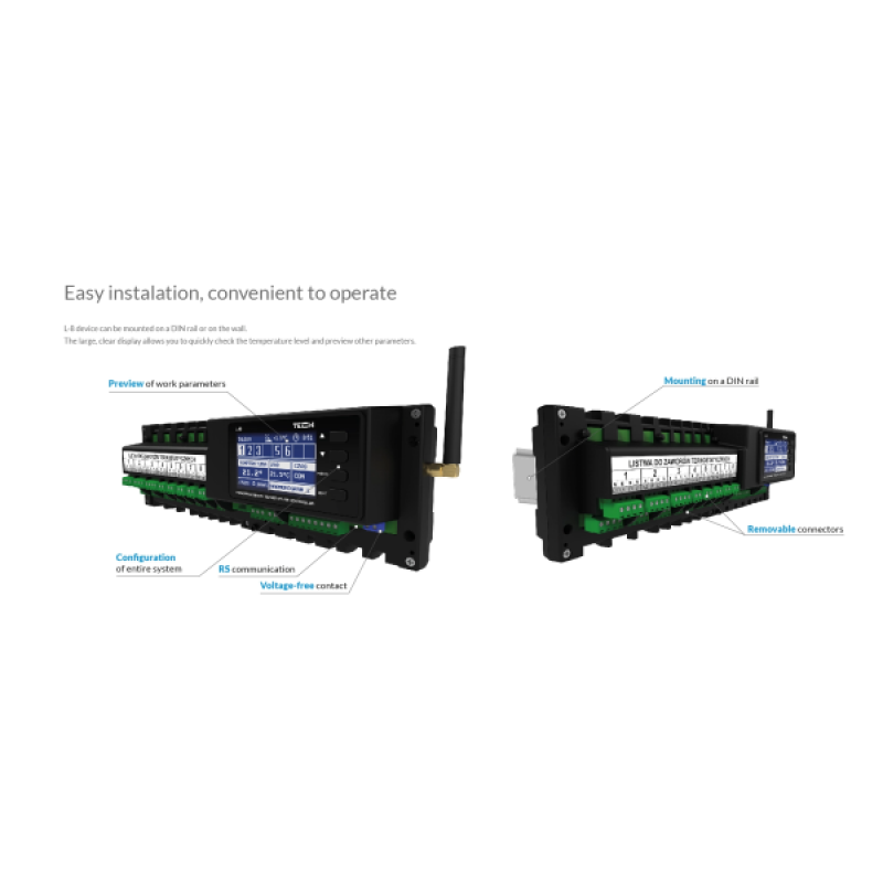 Controller EU-L-8e , 8 ασύρματων θερμοστατών ή ασύρματων αισθητήρων , 22 εξόδους 230V για ηλεκτροθερμικές κεφαλές