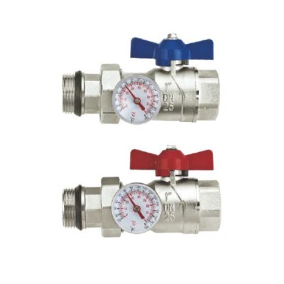 Valves with fitting and thermometer